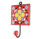 Ceramic Floral Tile Hook in Red